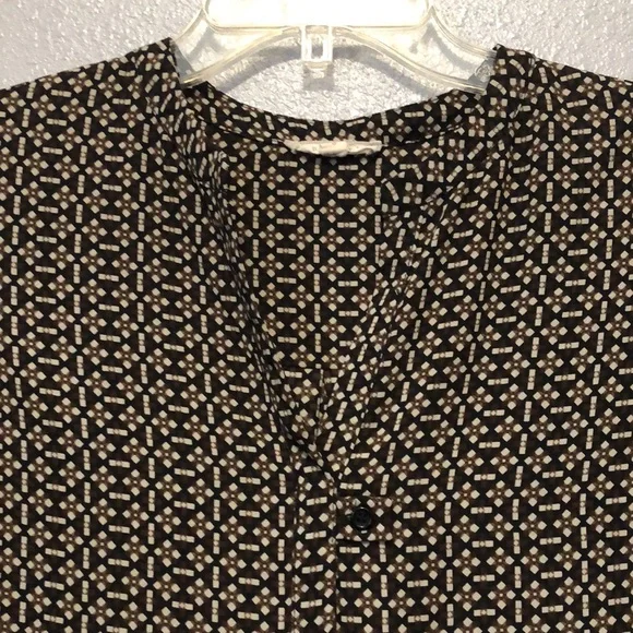 Pleione blouse Women's Small S long sleeve black brown abstract shirt top EUC - Picture 3 of 11